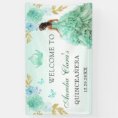 Mint Groen Prinses Jurk Quinceañera Verjaardag Spandoek (Verticaal)