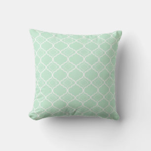 Mint groen Quatrefoil geometrisch patroon Kussen