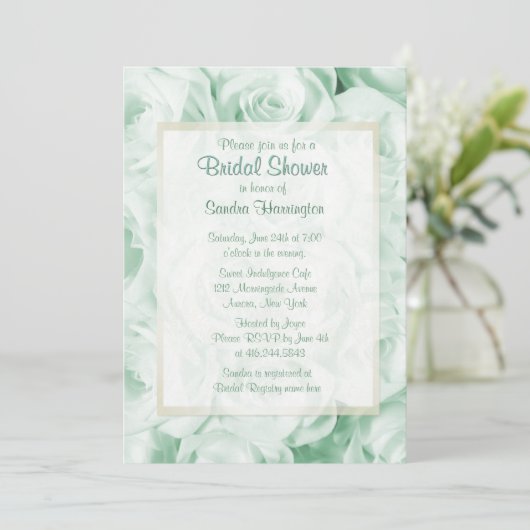 Mint Groen Roos Bloemen Vrijgezellenfeest Kaart (Staand voorkant)