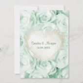 Mint Groen Roos Bloemenbruiloft Uitnodiging (Voorkant)