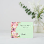 Mint Groen Roze Bloemen Plaats Het Plaatsen Kaarte Plaatskaartje (Staand voorkant)