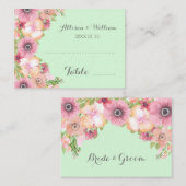 Mint Groen Roze Bloemen Plaats Het Plaatsen Kaarte Plaatskaartje (Voorkant / Achterkant)