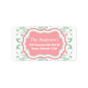 Mint Groen Roze Bloemen Retouradres Mailing Etiket
