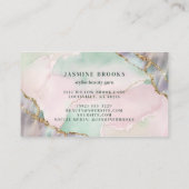 Mint Groen Roze en Goud Waterverf Visitekaartje (Achterkant)