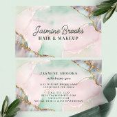 Mint Groen Roze en Goud Waterverf Visitekaartje