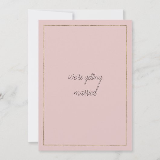 Mint groen roze gouden gebladerte bloemen bruiloft kaart (Achterkant)