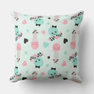 MINT GROEN ROZE GRIJS & ZWART PLUCHE DIEREN KUSSEN