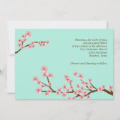 Mint Groen & Roze Kersenbloesem Moderne bruiloft Kaart (Achterkant)