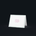 Mint groen & Roze Monogram gevouwen Dank u Kaart<br><div class="desc">Schattige Roze monogram initialen met mintgroene rand gevouwen bedankkaart (blanco witte binnenkant) Perfect voor babymeisje bedankkaart.</div>