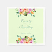 Mint Groen Roze Waterverf Bloemen Boho Huwelijk Servet (Voorkant)