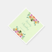 Mint Groen Roze Waterverf Bloemen Boho Huwelijk Servet (Hoek)