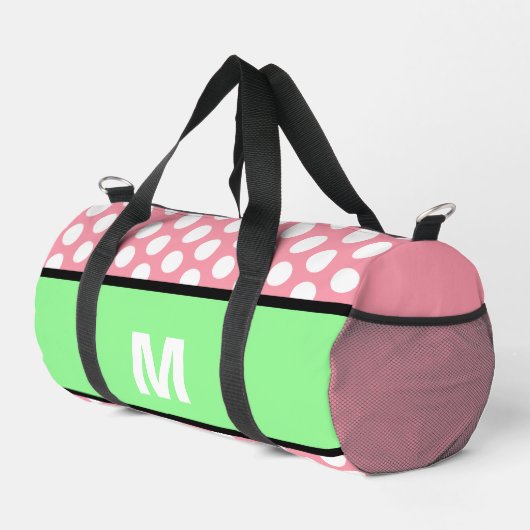 Mint Groen Roze Wit Polka Dots Monogram Plunjezak (Rechterhoek)