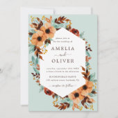 Mint Groen Rustiek Bloemen Waterverf Bruiloft Kaart (Voorkant)