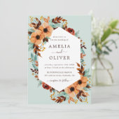 Mint Groen Rustiek Bloemen Waterverf Bruiloft Kaart (Staand voorkant)