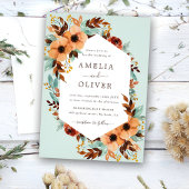 Mint Groen Rustiek Bloemen Waterverf Bruiloft Kaart