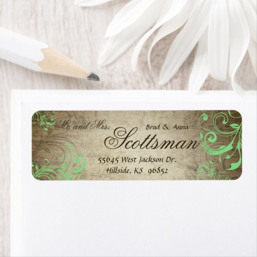 Mint groen rustiek retour adres label (Insitu)