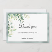 Mint groen rustieke eucalyptus gebladerte Dank u Kaart (Voorkant)