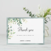 Mint groen rustieke eucalyptus gebladerte Dank u Kaart (Staand voorkant)