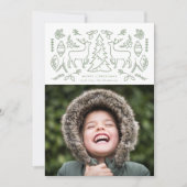 Mint Groen Scandinavisch Patroon Kerstfoto Feestdagenkaart (Voorkant)