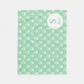 Mint Groen schilderingspatroon met monogram en naa Fleece Deken (Voorkant)