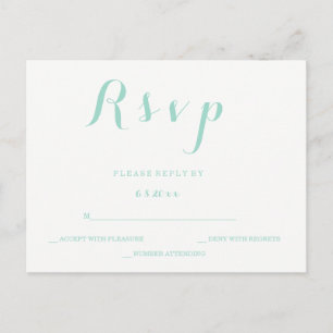 Mint groen script bruiloft rsvp briefkaarten