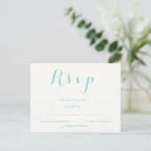 Mint groen script bruiloft rsvp briefkaarten (Staand voorkant)