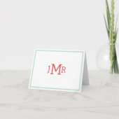 Mint groen & Sinaasappel Monogram gevouwen Dank u  Bedankkaart (Voorkant)
