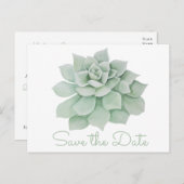Mint Groen Sla de datum Succulent Cactus bruiloft Aankondigingskaart (Voorkant / Achterkant)