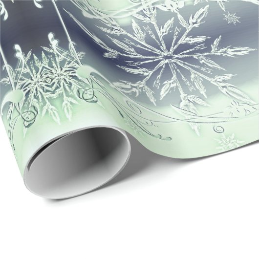 Mint groen snowflake inpakpapier (Rol Hoek)