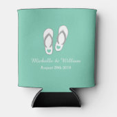 Mint-groen strand slippers bruiloft koelbox blikjeskoeler (Voorkant)