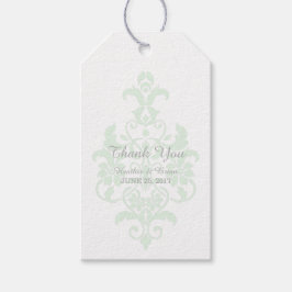 Mint Groen Subtiel Damask Trouwgeschenk Labels Cadeaulabel