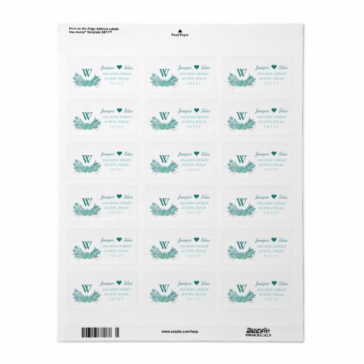 Mint groen succulent retouradres label (Full Sheet)