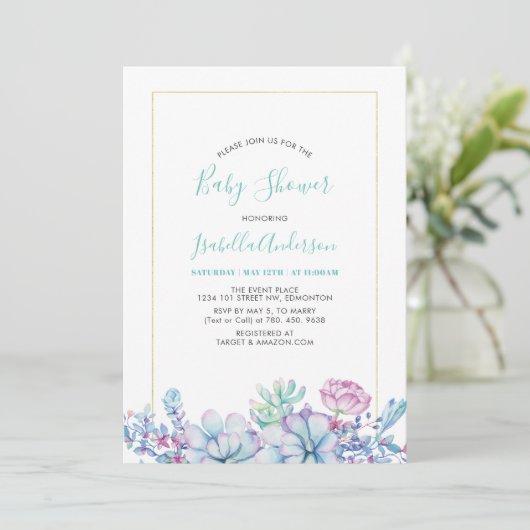 Mint Groen | Tropisch Baby shower voor het oogsten Kaart (Staand voorkant)