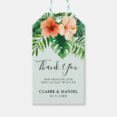 Mint Groen Tropische Waterverf Bruiloft Dank u Cadeaulabel (Voorkant)