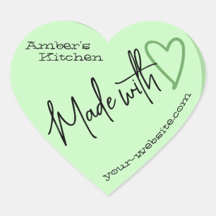 Mint groen van de keuken gemaakt met liefdesbakken hart sticker