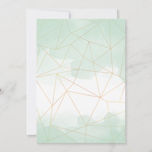 Mint Groen Waterverf Goud Geometrisch Lijst Bruilo Kaart (Achterkant)