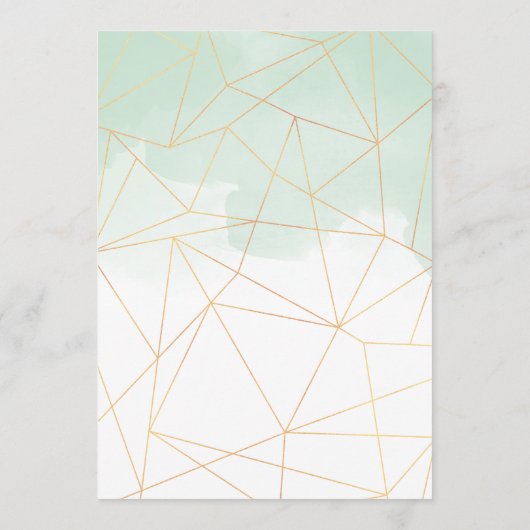Mint Groen Waterverf Goud Geometrisch Lijst Bruilo Menu (Achterkant)