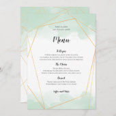 Mint Groen Waterverf Goud Geometrisch Lijst Bruilo Menu (Voorkant / Achterkant)