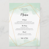Mint Groen Waterverf Goud Geometrisch Lijst Bruilo Menu (Voorkant)
