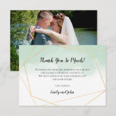 Mint Groen Waterverf Goud Geometrische Foto Bedankkaart (Voorkant / Achterkant)