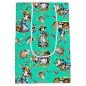 Mint Groen  Waterverf Paashaas Bloemen Medium Cadeauzakje (Achterkant)