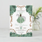 Mint Groen Western Charra Quinceañera Kaart (Staand voorkant)