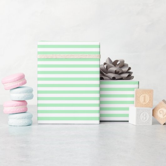 Mint Groen | White Stripe Wrapping Paper Cadeaupapier (Baby Shower)