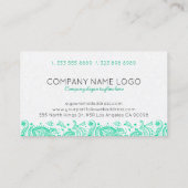 Mint-groen & wit bloemig Paisley Kant Visitekaartje (Achterkant)