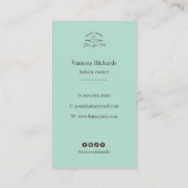 Mint Groen Wit Franse Bakkerij Logo Groot Gestreep Visitekaartje (Achterkant)