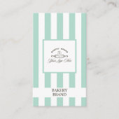 Mint Groen Wit Franse Bakkerij Logo Groot Gestreep Visitekaartje (Voorkant)