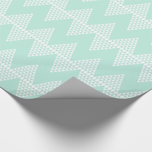 Mint groen wit geometrisch chevron patroon cadeaupapier (Hoek)