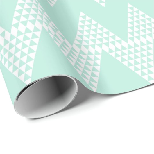 Mint groen wit geometrisch chevron patroon cadeaupapier (Rol Hoek)