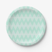 Mint groen wit geometrisch chevron patroon papieren bordje (Voorkant)