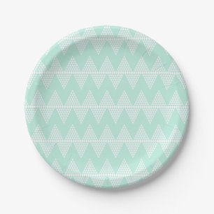 Mint groen wit geometrisch chevron patroon papieren bordje